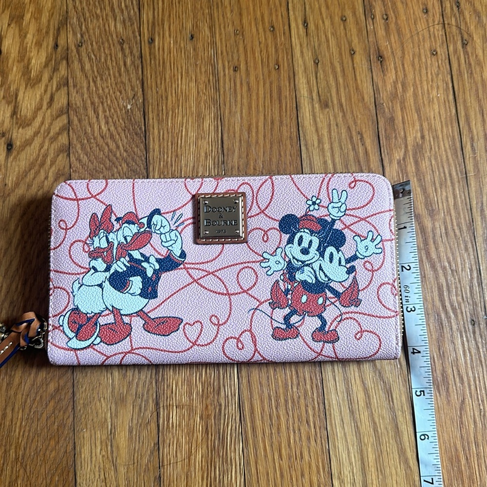 Dooney & Bourke Pink Disney Mickey & Minnie Zip Wristlet Wallet - Picture 5 of 5